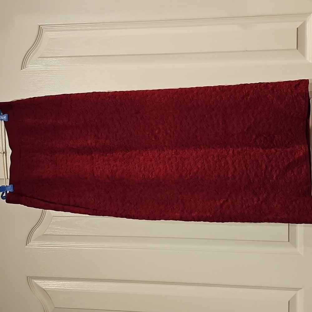 ANTHROPOLOGIE Celandine Puckered Side-Slit Maxi Skirt Dark Red NWT MSRP 98 Sz M - Picture 7 of 10